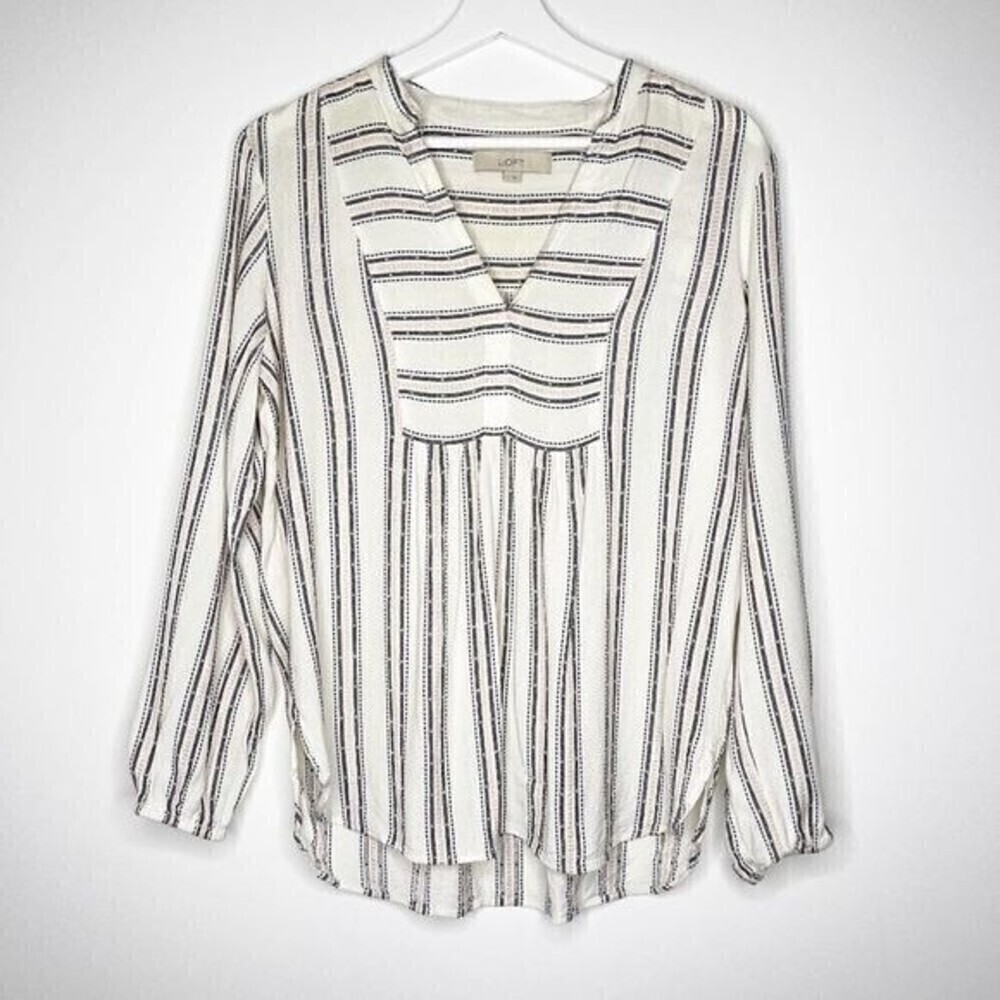 LOFT Stripe Long Sleeve Blouse 